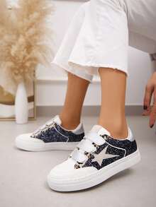 fandelle Casual Versatile Comfortable Hook And Loop Women Flats - Blue - View 2