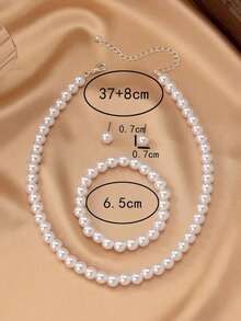 4pcs Fashionable Simple & Elegant Faux Pearl Beaded Necklace Bracelet Earrings Jewelry Set, Perfect For Dinners, Dates, Gatherings, And Parties, To Match With Clothing - Sữa - Xem 4