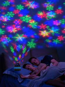 1 szt. Projekcja świetlna w kształcie płatka śniegu, romantyczne, obrotowe światło do tańca, stwórz własną scenę z kolorowymi płatkami śniegu, sypialnia, impreza, przyjęcie, urodziny, prezent świąteczny, marzycielskie piękno, pasuje do każdej scenerii, prezent świąteczny