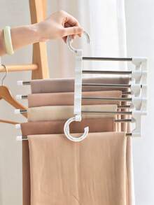 2pcs Space Saving Pants Hangers - Closet Organizer For Jeans, Pants, Scarves, Leggings, Skirts, Clothes Rack, Non-Slip 5-Tier Pant Hanger, White - Multicolor - View 3