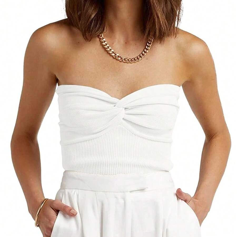 EFAN Womens Tube Tops Fall Fashion Summer Outfits 2025 Casual Beach Vacation Clothes Sweaters Strapless Sleeveless Tank Tops{"Size_name":"Large","Color_name":""} - 白色 - 查看 1
