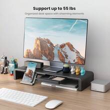 Monitor Stand Riser, Klearlook Foldable Computer Monitor Riser,Height Adjustable Computer Stand, Desk Shelf Riser With Storage Drawer & Tablet Phone Stand For Computer, Desktop, Laptop (Black){"Color_name":"Black"} - 弗拉克 - 查看 8