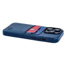 Card Case For  14 Pro With Built-In Metal Plate For Magnetic Mounting & 2 Pockets: Exec M2 Premium Synthetic Leather Wallet Case ( 14 Pro, Navy){"Size_name":"14Pro","Color_name":"Navy"} - Multicolor9 - View 5