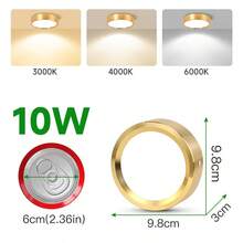 1 件金色嵌入式筒灯，现代 LED 吸顶灯，客厅/卧室吸顶灯，金色圆形 LED 面板灯，5W/10W/15W/25W，冷白/中性白/暖白，AC185-265V，易于安装，适用于卧室、客厅、厨房、走廊、楼梯、地下室、车库、酒吧、商场、书房、陈列室 - 金色明裝筒燈 - 查看 15