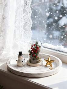 1pc 7.8in/11in Vintage Distressed Wooden Tray, Coffee Cup Candle Holder Decorative Plate For Living Room, Kitchen Tabletop, Handmade Wooden Storage Decor, Halloween/Christmas Gift