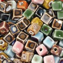 5pcs 9mm Ceramic Glazed Square Beads Bracelet Spacer Earrings DIY Jewelry Making Accessories