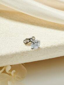 1pc Funky Titanium Cubic Zirconia Heart Dermal Jewelry Dermal Piercing Dermal Anchor Tops And Base Skin Piercing Stud Microdermals Body Jewelry Studs For Women Men For Daily Decoration - Silver - View 7