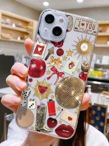 1pc Retro Funda de Teléfono con Patrón Artístico de Collage de Lazo Único, TPU Transparente, Protección Completa, Anti-Arañazos, Anti-Huellas, Compatible con iPhone 16 Pro/16 Plus, 15/15 Pro Max/15 Pro, 11/12/13/14 Pro Max, 11 Pro/11 Pro Max, 12 Pro/12 Pro Max, 13 Pro/13 Pro Max, 14 Pro/14 Pro Max, Suave, Elegante, Creativa - transparente - Ver 4