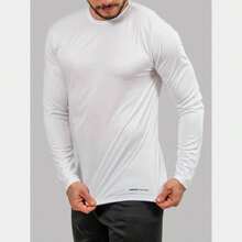 Boyfriend Style Men's Long Sleeve T-Shirt Second Skin Thermal Control Winter Cold UV 50+ Exercise Gym - White - View 4