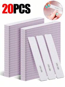 20pcs Professional Nail Files, 100/180 Grit, Double-Sided Reusable, Purple Striped Design, Suitable For Acrylic Nails - Ideal For Home And Salon Use, Manicure Supplies - Mauve Purple - View 7