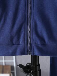 Baby Boy Black Thermal Lined Sherpa Casual Sweatshirt Set, Autumn/Winter - Navy Blue - View 5