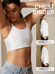 1pc Women Bust Enhancer Bra, Microshaping, Front Closure, Wire-Free Push Up Seamless Active Cropped Top - White - View 2
