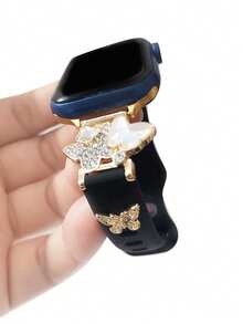 1pc Fashion Silicone Watch Band Compatible With Apple Watch Band 38/40/41/42/44/45/46/49mm, Butterfly Alloy Buckle Silicone Bracelet Suitable For Apple Watch Ultra 2 Series 1-10 & SE - Band Only