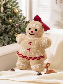 圣诞姜饼人抱枕 - 经典节日装饰，不含羽绒，圣诞节/万圣节/复活节/派对的完美礼物，家居沙发装饰靠垫