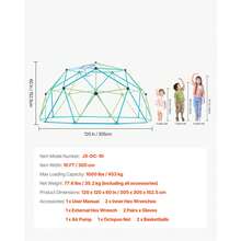 Climbing Dome, 10FT Geometric Dome Climber For Kids, 1000LBS Loading Jungle Gym Playground With Octopus Net & 2 Basketballs, Easy-Assembly Outdoor Backyard Climbing Toys - Gift For Boys Girls - 10FT 1000LBS - View 7