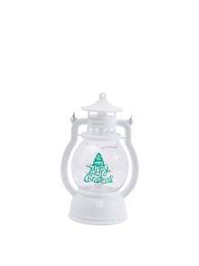 1 felinar mini cu LED din plastic cu temă de Crăciun, cu capac transparent, decor de sărbători adorabil cu Moș Crăciun, om de zăpadă și alte elemente de Crăciun, design vintage de felinar cu bază iluminată, potrivit pentru decorarea de Crăciun, decorațiuni de Crăciun, cadouri de Crăciun