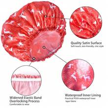 Gorros de Ducha para Mujeres, 4 PCS Gorros de Baño Elásticos y Reutilizables, Gorro de Ducha de Doble Capa Impermeable, Gorros de Baño, Gorro de Baño para el Cabello de Protección Ambiental - Color Sólido - Juego de 4 piezas con diseño navideño - Ver 6