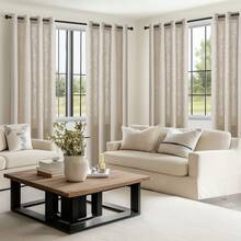 4 Panels Thick Polyester-Linen Blend Semi-Sheer Curtains, Light Filtering, Privacy Protection, Grommet Curtains For Living Room, Bedroom, Or Dining Room, Farmhouse - 米色 - 查看 12