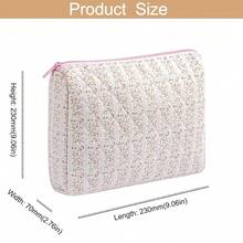 Makeup Bag Travel Cosmetic Bag For Women Girls, Zipper Make Up Pouch, Floral Flowers Toiletry Organizer Makeup, Portable Storage Cosmetic Travel Cloth Bag (L/Pink Floral){"Color_name":"U1Large/PinkFloral"} - U1大/粉紅色花卉 - 查看 5