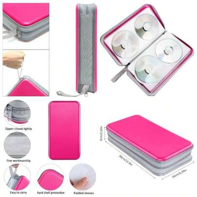 80 Capacity CDDVD Case Holder, Hard Plastic CD DVD Disc Cases Storage Binder Car Home Office Travel Lavender