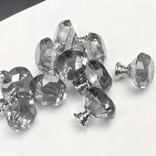 10 Stücke graue Kristall Schrankhgriffe, Küchenschrank Türknöpfe, Kommode Schublade Kristall Glas graue Griffe, Möbelbeschläge, für Badezimmer, Kommode und Kleiderschranktüren