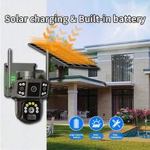 4K/8MP Solar Powered Security Camera With 32GB SD Card, 2.4GHz Wireless Wi-Fi Version, 360° Panoramic Outdoor View, PIR Motion Detection, Rechargeable Battery, Dual Lenses With Color Night Vision, Two-Way Audio, Anti-Theft And Peeping Protection, Home Use(32GB) - 1 cái - Xem 2