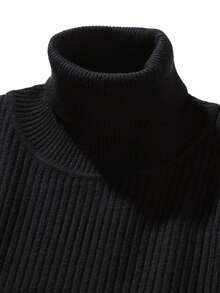 GRDR 男士圆领长袖毛衣，百搭日常针织套头衫 - 黑色 - 查看 4