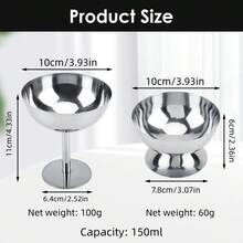 1 Pc Stainless Steel Ice Cream Cups, Dessert Cups, Washable Beautiful Ice Cream Tall Cups For Pudding Mousse Fruit Salad, For Home Kitchen Restaurant, Tableware Accessories, Dessert Bowls, Stainless Steel Cups, Ice Cream Cups, Ice Cream Bowls