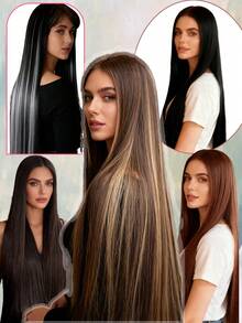 Ultra-Long Straight Hair Wig With A Strong Atmosphere. The Hair Is Smooth And Flows , Making The Face Appear Smaller. Suitable For Women. Perfect For Halloween Celebrations. - Multicolor - View 7