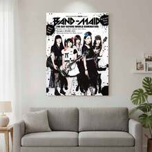 Framed Canvas 1pc Anese Band Maid Girls Poster Canvas Print - Gothic Rock Style Music Poster With Maid Outfits & Electric Guitars - Pre-Framed Canvas Wall Art For -, Visual Kei Fans - Home, Office, Music Room Decor - Collectible Anese Music Memorabilia, Music Posters Wall Art, Fan Art Display, 2D Flat - Đóng khung - Xem 3