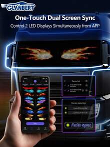 GLANBERT 2PCS ,31.5inx6.5in Devil Eyes Light For Cars,1152LED Beed Programmable Flexible LED Display With Remote/App Control,Soft Screen For Car LED Lights Interior, LED Eyes For Truck Windshield,For Sedans, SUVs, Medium Trucks – Custom Dynamic Sign ﻿ - Multicolor - View 10