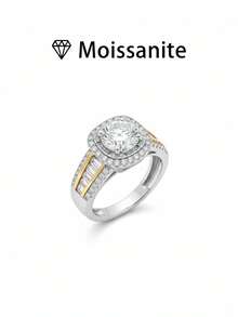 1 件女士结婚戒指，高端分色戒指 4.2 克 925 纯银 2 克拉莫桑石，波西米亚宫廷风格，订婚、婚礼、周年纪念、情人节礼物，附莫桑石证书和精美礼盒 - 銀色 - 查看 8