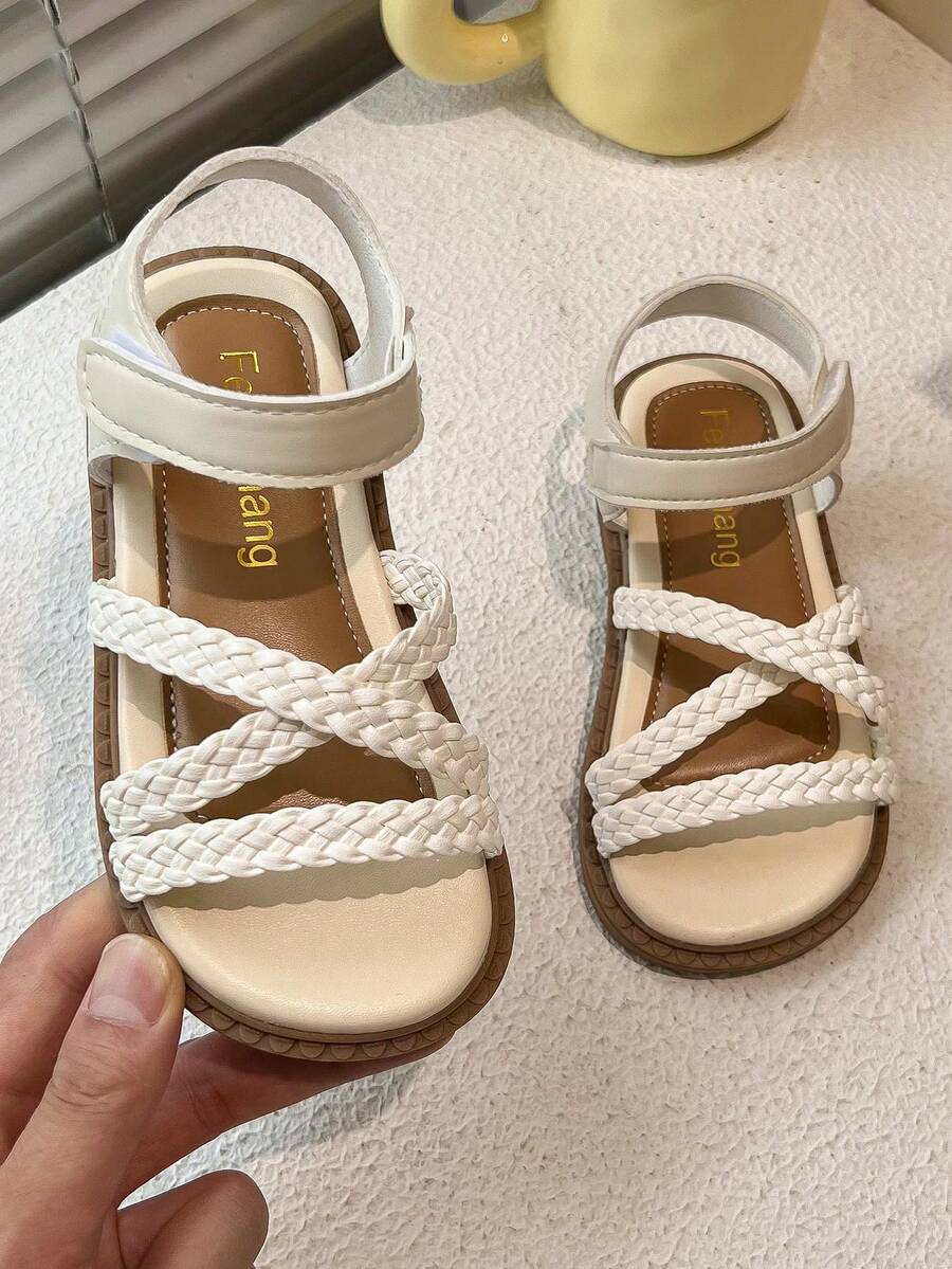 1 Pair Children's Woven Strap Sports Outdoor Sandals, Breathable And Durable, Won't Cause Foot Fatigue - Beige - View 1