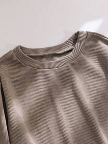 大码休闲纯色长袖针织拼布褶皱长裙，优雅女士连衣裙，春秋季