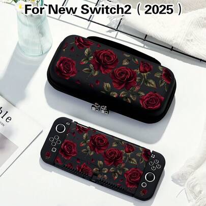 1 件哥特玫瑰设计保护壳，兼容 Switch 2 (2025)、Switch NS/Switch OLED/Lite，适用于 Switch 2 游戏机配件、收纳袋、Switch 保护壳、送给 Switch 玩家的浪漫礼物
