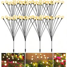 1 PACK 8LED Head Outdoor Lights Solar Lawn Lamp Garden Lamp LED Wind-Driven Firefly Ground Plug Lamp For Garden Lawn Landscape Holiday Light - warm - 查看 1