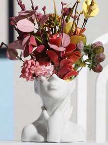 This Design Features An Exquisite Vase Shape, Presenting A Woman's Pose Of Cupping Her Face. The Design Is Simple Yet Fashionable, With The Unique Cupping Hands Pose Full Of Charm. It Is Very Suitable For Holding Fresh Flowers Or Artificial Flowers, And Can Also Be Used For Storing Cosmetics. Suitable For All Seasons, It Is An Ideal Decoration For The Living Room And Bedroom, And A Must-Have For Daily Home Decor. - Multicolor - View 11