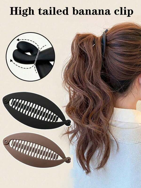 2 pezzi, fermagli a banana grandi, pettine per capelli di colore nero caffè, in plastica, fermagli a banana flessibili adatti per code di cavallo di capelli spessi, fermagli a banana con chiusura a incastro, accessori per capelli, accessori per capelli da donna, accessori, regali, viaggi, regali per donne, articoli per capelli, regalini per calze