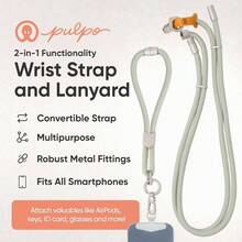 Correa de mueca y cordn 2 en 1 para telfono celular, correa antirrobo para telfono para hombres y mujeres, correas de mueca ajustables para telfonos - Salvia - Ver 3