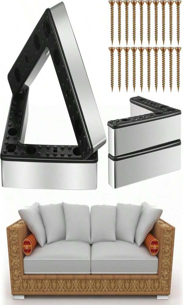 Leinuosen 4 Pcs 106 Inch Height Patio Furniture Riser L Shaped Outdoor Waterproof Plastic Sofa Legs Replacement Couch Feet With Screws For Outdoor Yard Sofa Couch Table Chairs Feet Support