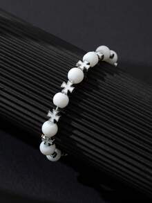 Geometric Cross Elastic Bracelet, Fashionable & Versatile