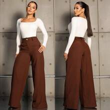 Premium Tailored High-Waisted Flared Dress Pants, Elegant Fashion - Màu nâu Sô-cô-la - Xem 6