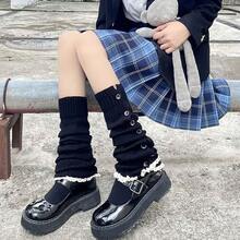 Lebaley Kawaii Leg Warmers For Girls Women - Japanese Lolita Leg Warmers Y2K Harajuku Leg Cover Stockings Kawaii Knit Socks{"Color_name":"Button3"} - 多色7 - 查看 8