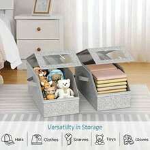 Baseball Cap Multi-Purpose Storage Box, Large Capacity Stackable Baseball Cap Storage Box, Multi-Functional Dust-Proof Storage Box, Suitable Wardrobe, Foldable Zipper Dust-Proof Storage Box, Storage Hats, Clothes, Dolls, Etc. , Can Be Used In 4 Seasons Throughout Year - Màu xám - 1 cái - Xem 6