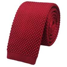 Men's Solid Color Textured Knit Skinny Ties Smart Necktie Square-Cut Finish{"Size_name":"OneSize","Color_name":"DarkRed"} - Multicolor13 - View 2