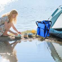 Folding Chairs Outside, Outdoor Folding Chair, Backpack Cooler Bag Camping Recliner Hiking Fishing Mountaineering Picnic Beach Garden Porch Balcony Backyard Festival Patio Park - Azul - Ver 3