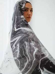 1pc Water Print Marble Bohemian Women's Multicolor Print Floral Veil Hijab, Fashion Casual Street Hijab, Suitable For Daily Wear, All Seasons