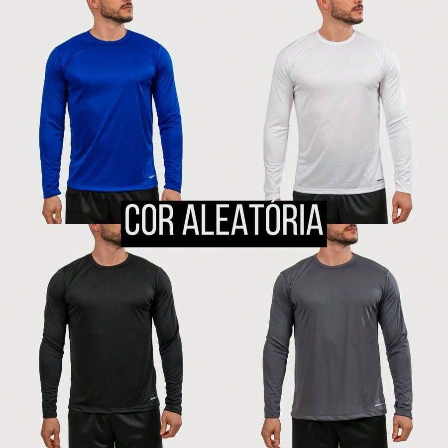 Men's Boyfriend Style Long Sleeve T-Shirt, Second Skin, Thermal Control, Cold Winter, UV 50+, Exercise, Gym - 彩色 - 查看 1