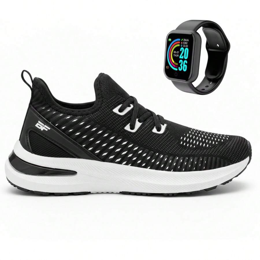 Women's Gym Sports Training Workout BF Shoes Elite Sneakers + Smartwatch - 黑色 - 查看 1