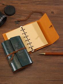 A7Leather Notebook Diary, Kraft Paper, Vintage Spiral Bound Notebook Refillable Dairy Sketchbook Travel Journal To Write In With Blank Pages, Souvenir, Suitable As Gifts For Girls - Multicolor - View 11